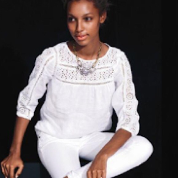 J. Crew | Tops | J Crew Linen Eyelet 